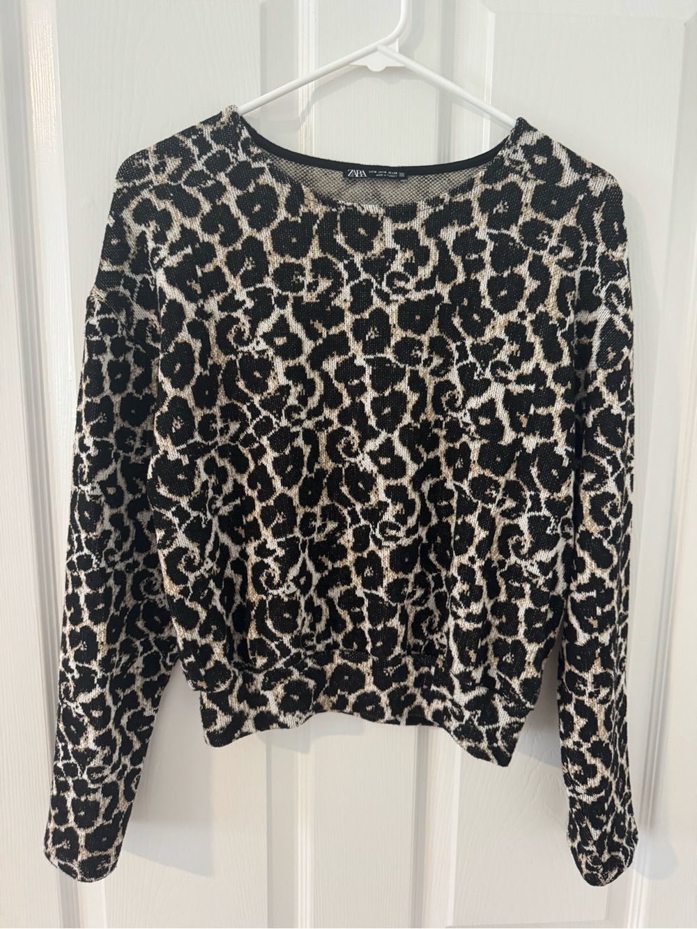 Zara Leopard Print Sweater Cropped Top